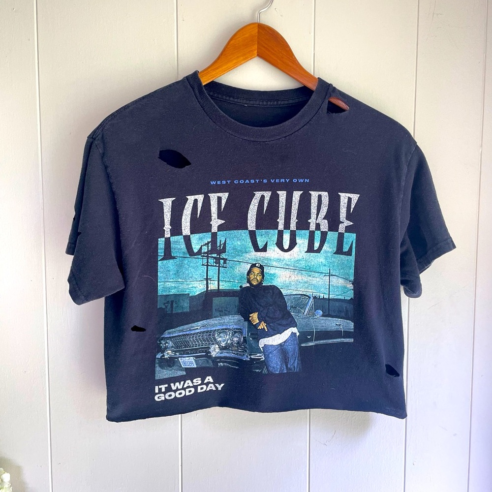 Distressed Ice Cube Cropped Tee